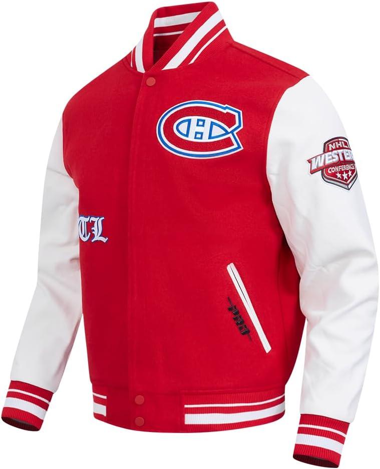 imagePro Standard Mens NHL Old English Varsity JacketRedWhite