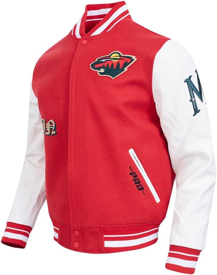 imagePro Standard Mens NHL Old English Varsity JacketRedWhite