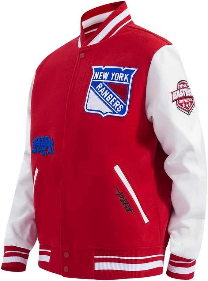 imagePro Standard Mens NHL Old English Varsity JacketRedWhite