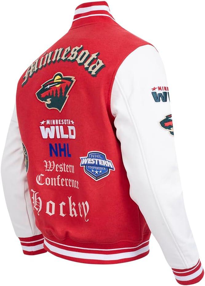 imagePro Standard Mens NHL Old English Varsity JacketRedWhite