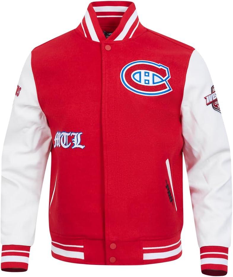 imagePro Standard Mens NHL Old English Varsity JacketRedWhite