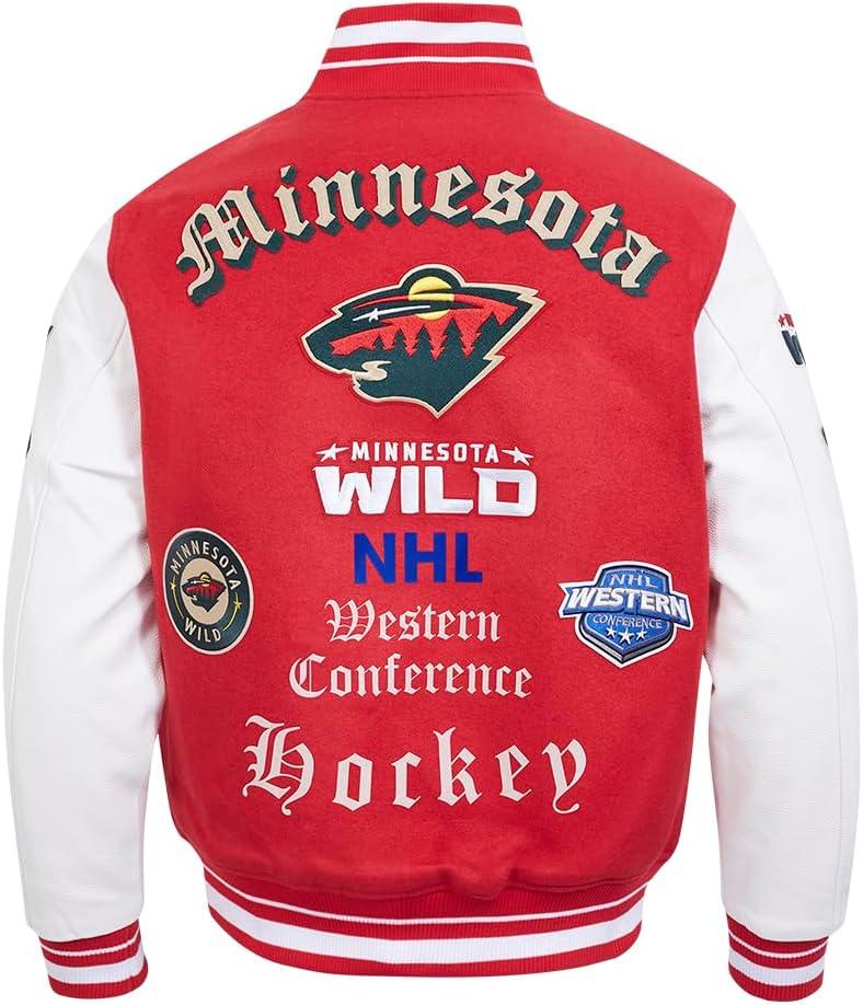 imagePro Standard Mens NHL Old English Varsity JacketRedWhite