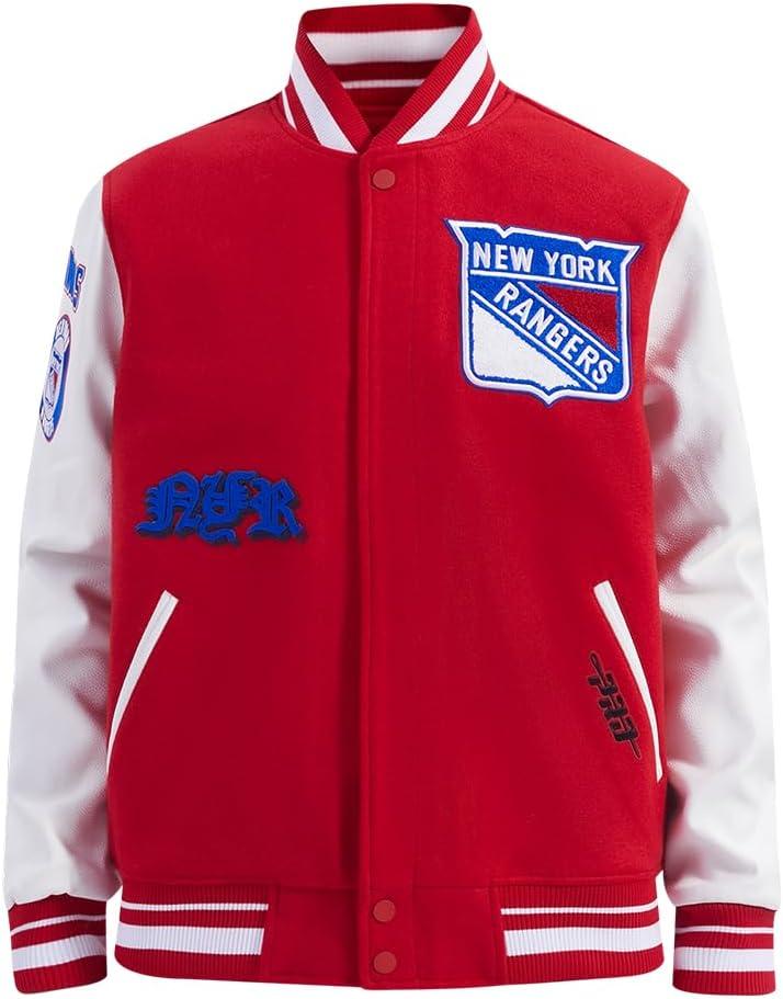 imagePro Standard Mens NHL Old English Varsity JacketRedWhite