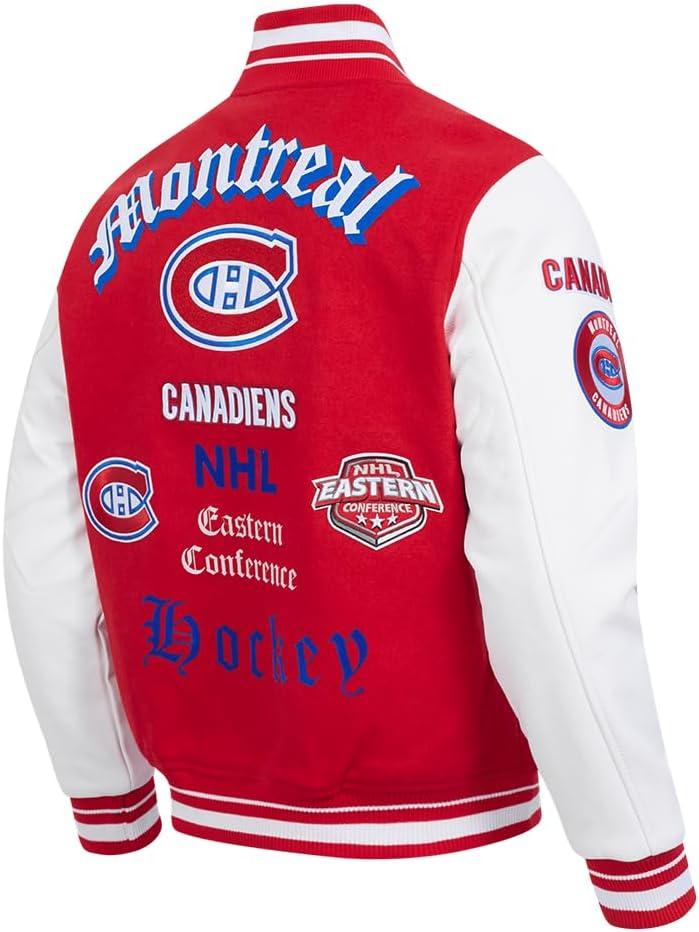 imagePro Standard Mens NHL Old English Varsity JacketRedWhite