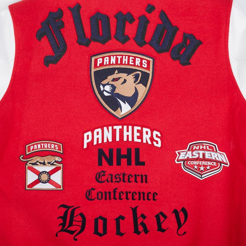 imagePro Standard Mens NHL Old English Varsity JacketRedWhiteMidnight Navy