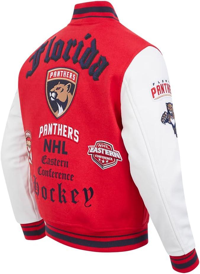 imagePro Standard Mens NHL Old English Varsity JacketRedWhiteMidnight Navy
