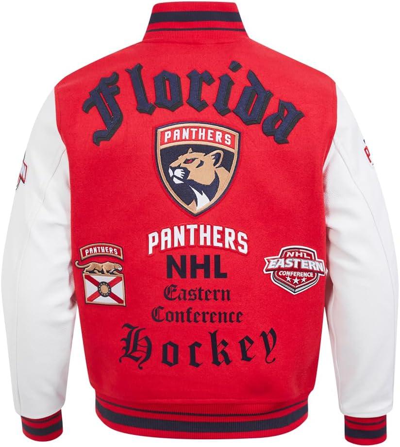 imagePro Standard Mens NHL Old English Varsity JacketRedWhiteMidnight Navy