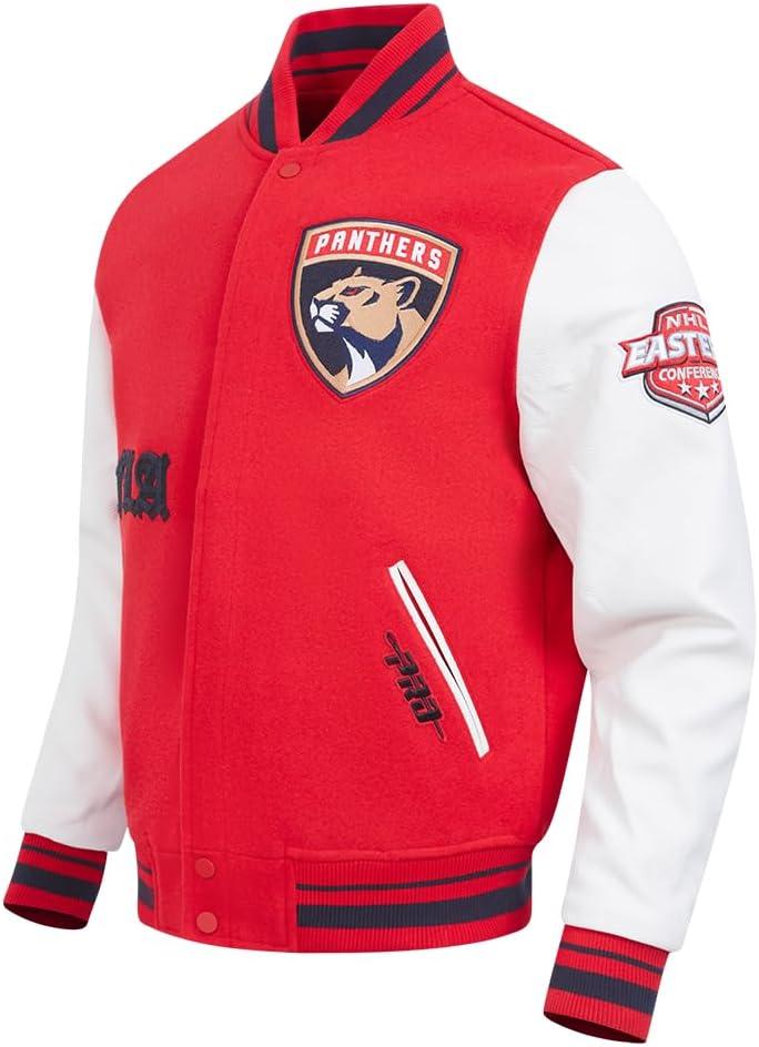 imagePro Standard Mens NHL Old English Varsity JacketRedWhiteMidnight Navy