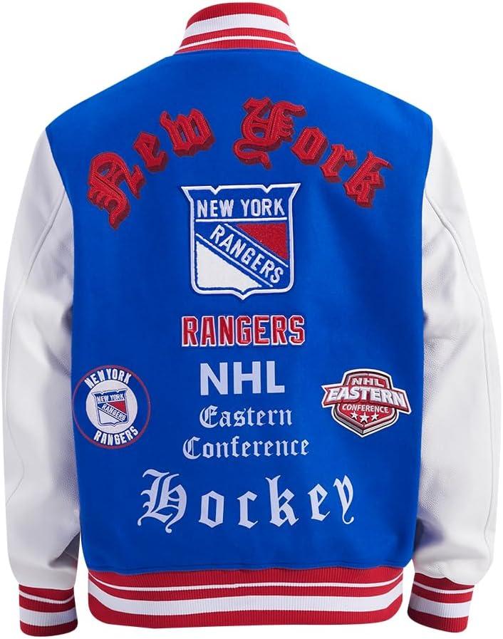 imagePro Standard Mens NHL Old English Varsity JacketRoyal BlueRed