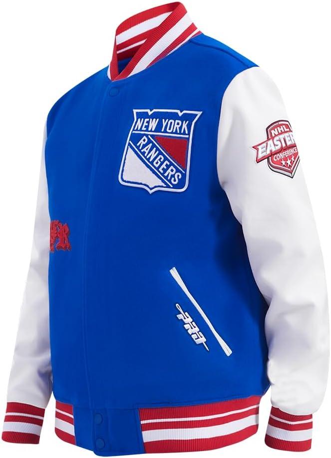 imagePro Standard Mens NHL Old English Varsity JacketRoyal BlueRed
