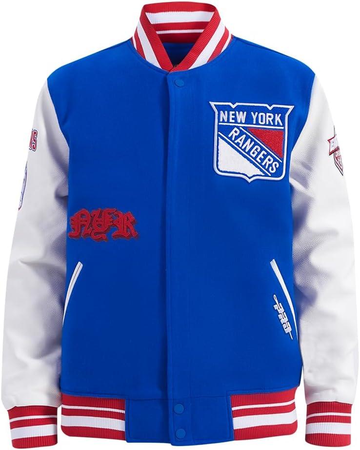 imagePro Standard Mens NHL Old English Varsity JacketRoyal BlueRed