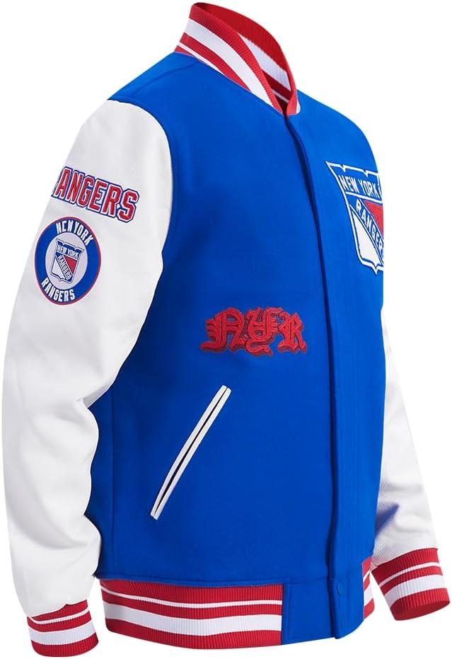 imagePro Standard Mens NHL Old English Varsity JacketRoyal BlueRed