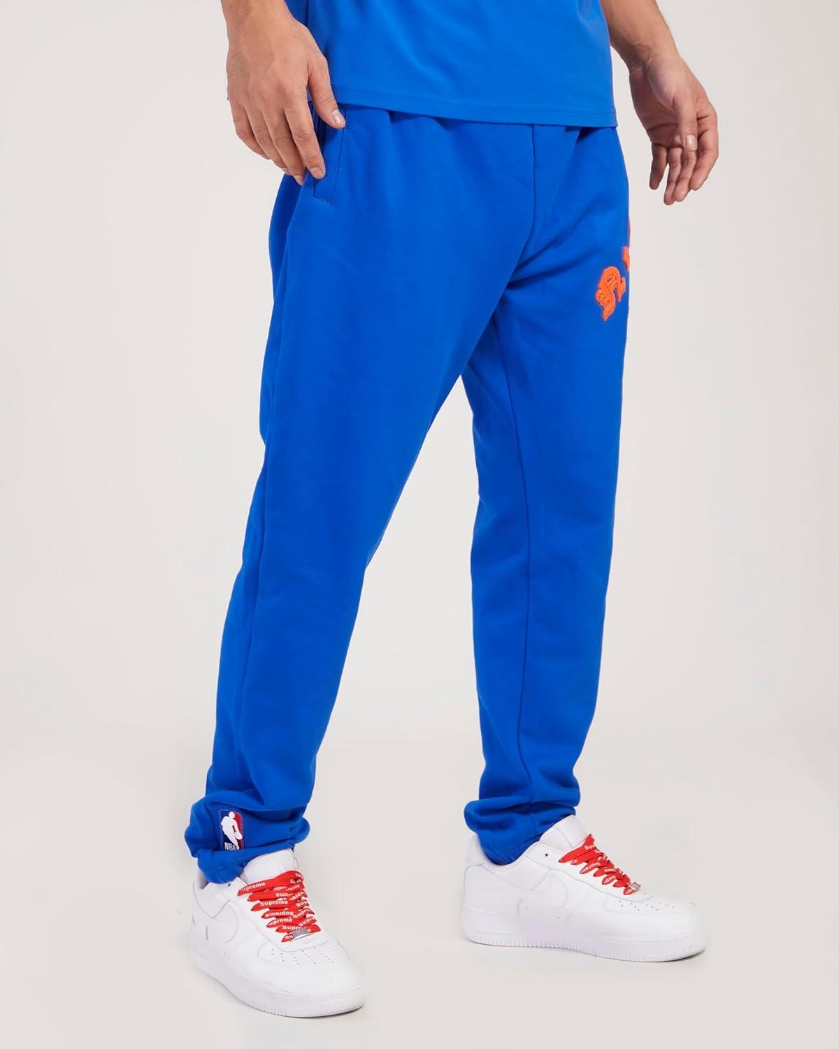 imagePro Standard NBA Mens Mens NBA Old English Brushed Back French Terry SweatpantRoyal Blue
