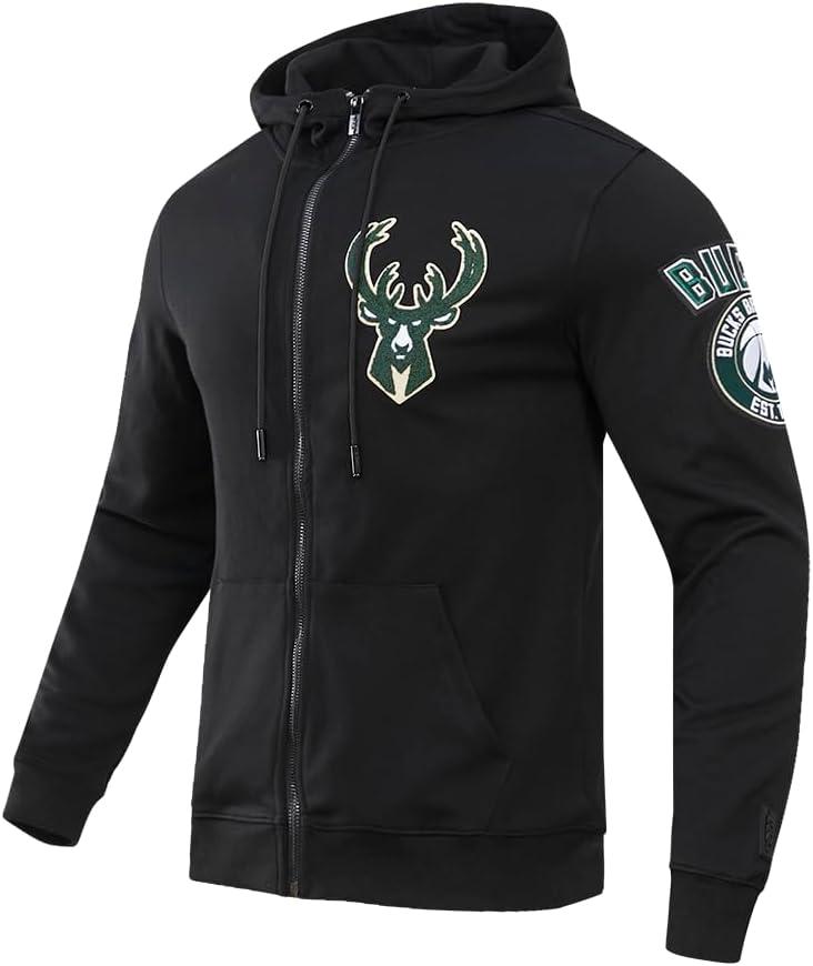 imagePro Standard NBA mens Mens Nba Classic Chenille Cotton Double Knit Full Zip HoodieBlack