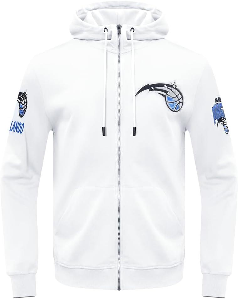 imagePro Standard NBA mens Mens Nba Classic Chenille Cotton Double Knit Full Zip HoodieWhite