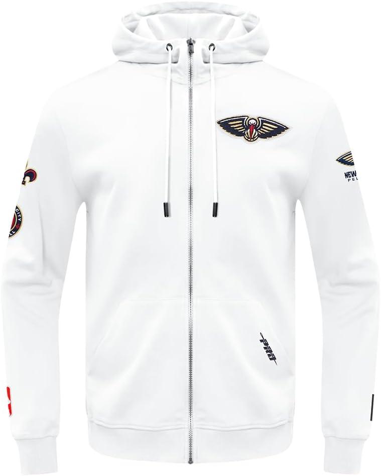 imagePro Standard NBA mens Mens Nba Classic Chenille Cotton Double Knit Full Zip HoodieWhite