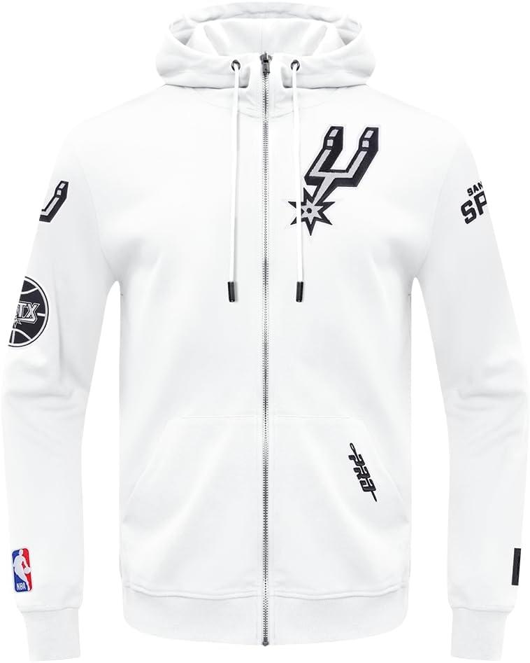 imagePro Standard NBA mens Mens Nba Classic Chenille Cotton Double Knit Full Zip HoodieWhite