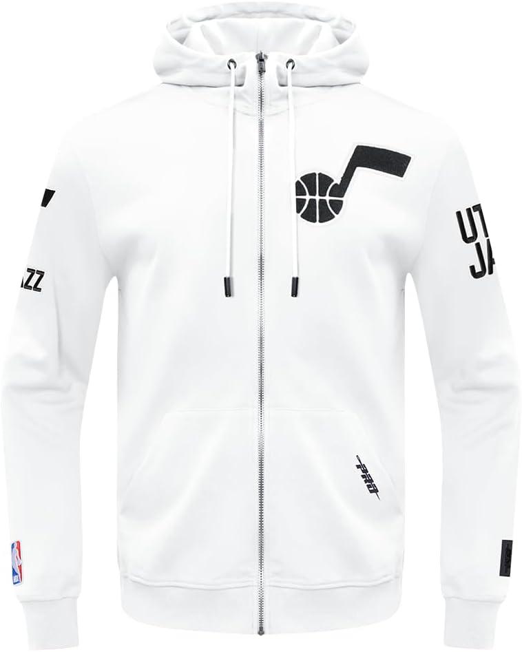imagePro Standard NBA mens Mens Nba Classic Chenille Cotton Double Knit Full Zip HoodieWhite