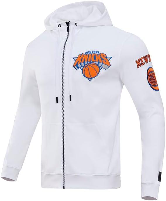 imagePro Standard NBA mens Mens Nba Classic Chenille Cotton Double Knit Full Zip HoodieWhite