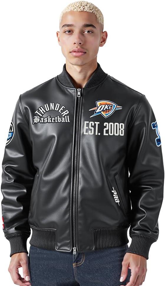 imagePro Standard NBA mens Mens Nba Modern Originals Leather JacketJet Black