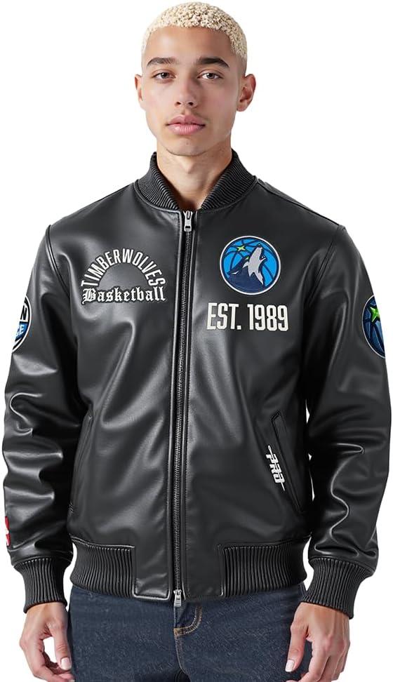 imagePro Standard NBA mens Mens Nba Modern Originals Leather JacketJet Black