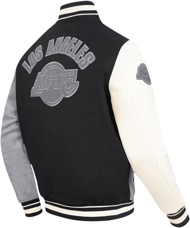 imagePro Standard NBA mens Mens Nba Reverse French Terry Wool Varsity JacketBlackGrayEggshell