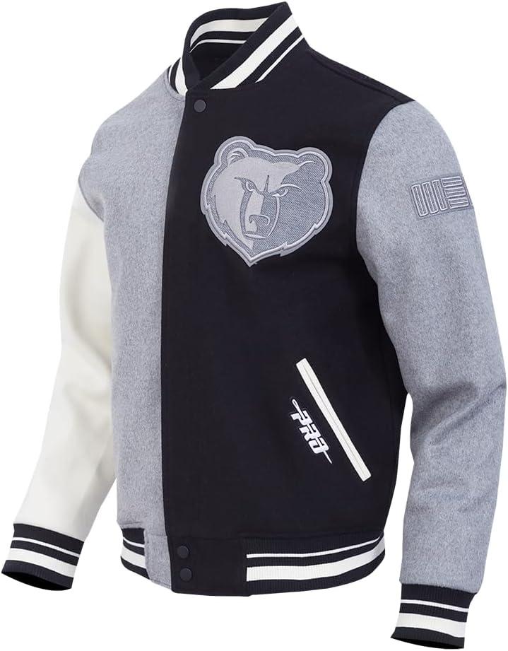 imagePro Standard NBA mens Mens Nba Reverse French Terry Wool Varsity JacketBlackGrayEggshell