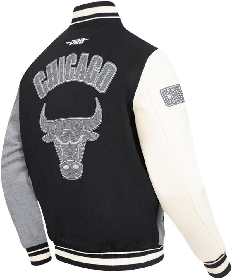 imagePro Standard NBA mens Mens Nba Reverse French Terry Wool Varsity JacketBlackGrayEggshell