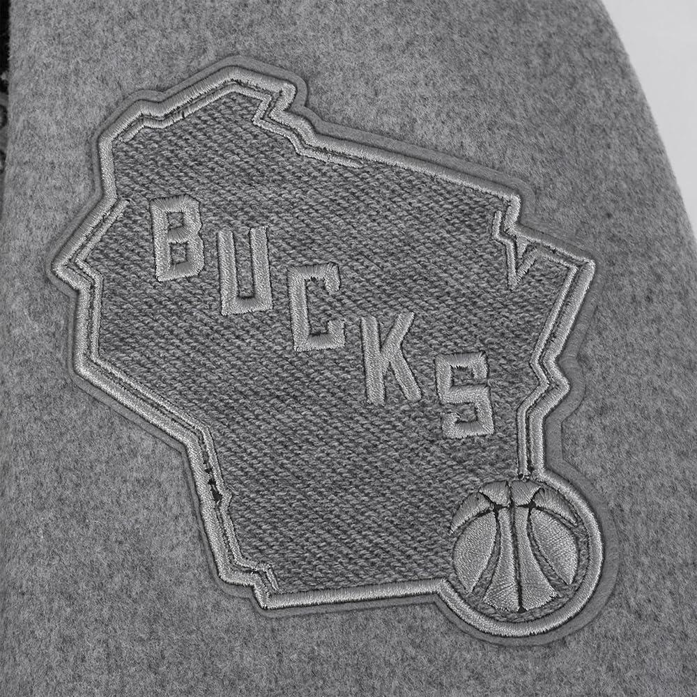 imagePro Standard NBA mens Mens Nba Reverse French Terry Wool Varsity JacketBlackGrayEggshell
