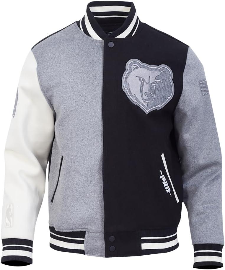 imagePro Standard NBA mens Mens Nba Reverse French Terry Wool Varsity JacketBlackGrayEggshell