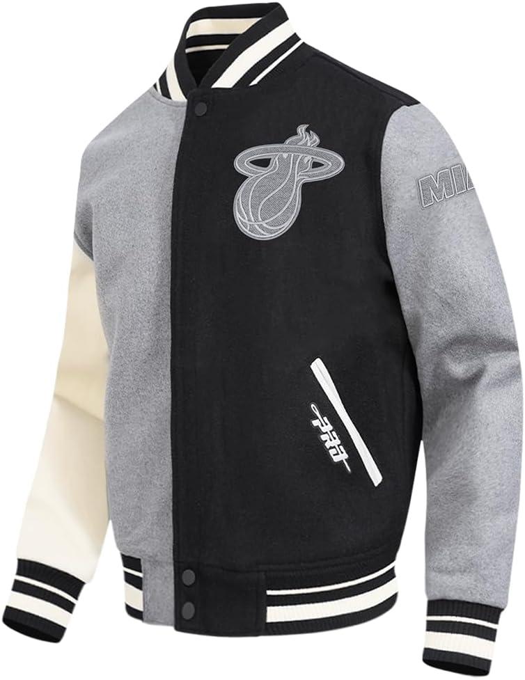 imagePro Standard NBA mens Mens Nba Reverse French Terry Wool Varsity JacketBlackGrayEggshell