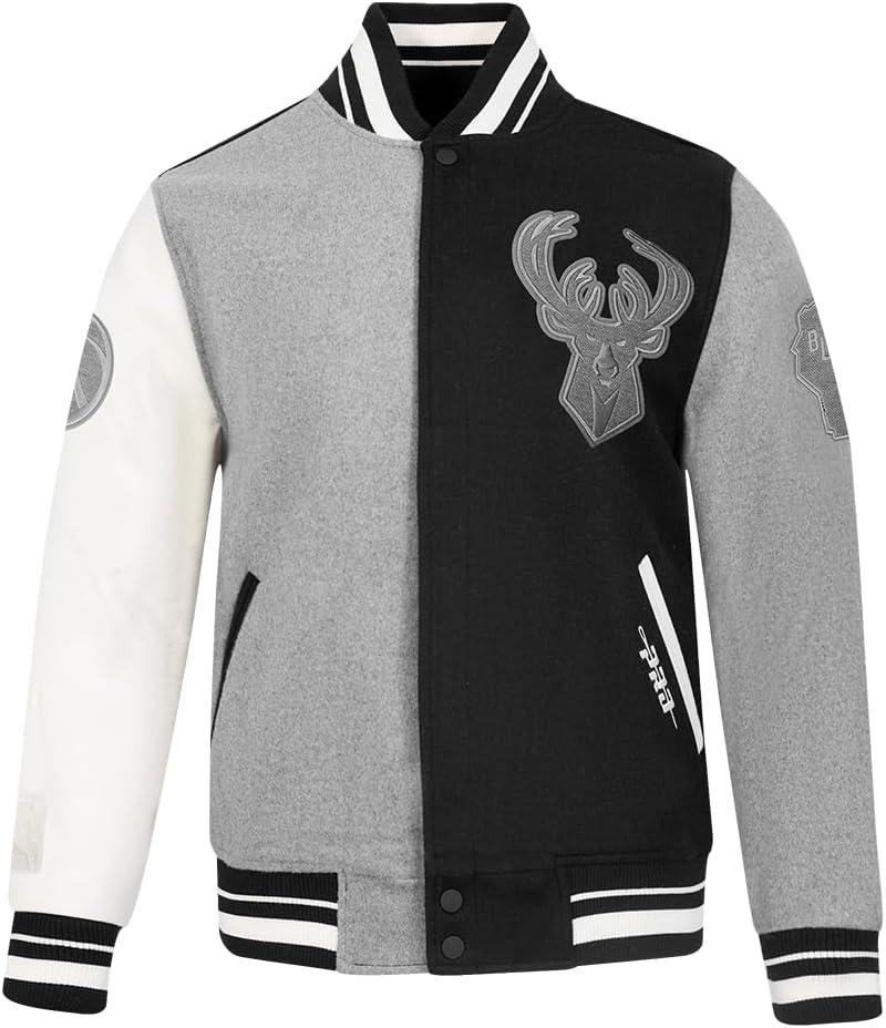 imagePro Standard NBA mens Mens Nba Reverse French Terry Wool Varsity JacketBlackGrayEggshell