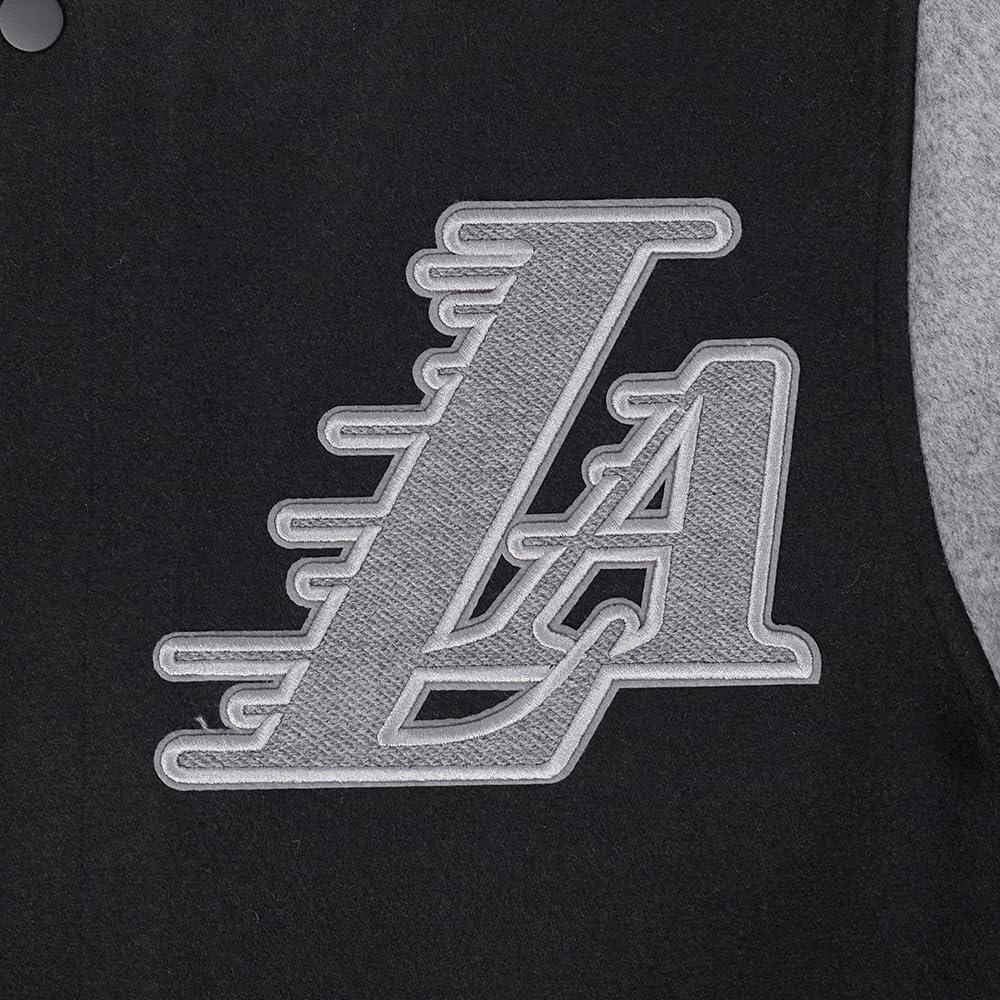imagePro Standard NBA mens Mens Nba Reverse French Terry Wool Varsity JacketBlackGrayEggshell