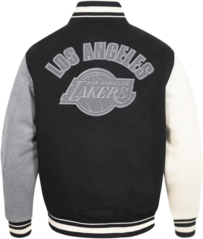 imagePro Standard NBA mens Mens Nba Reverse French Terry Wool Varsity JacketBlackGrayEggshell
