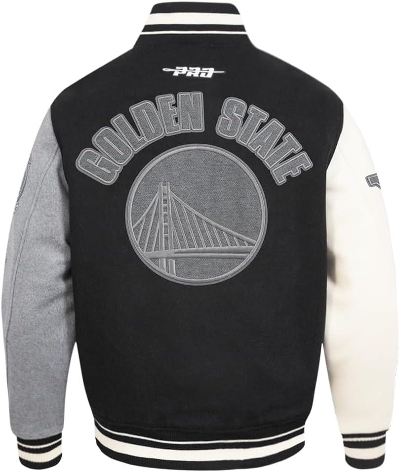 imagePro Standard NBA mens Mens Nba Reverse French Terry Wool Varsity JacketBlackGrayEggshell
