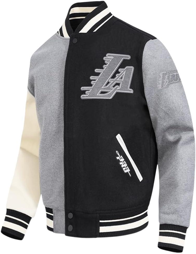 imagePro Standard NBA mens Mens Nba Reverse French Terry Wool Varsity JacketBlackGrayEggshell