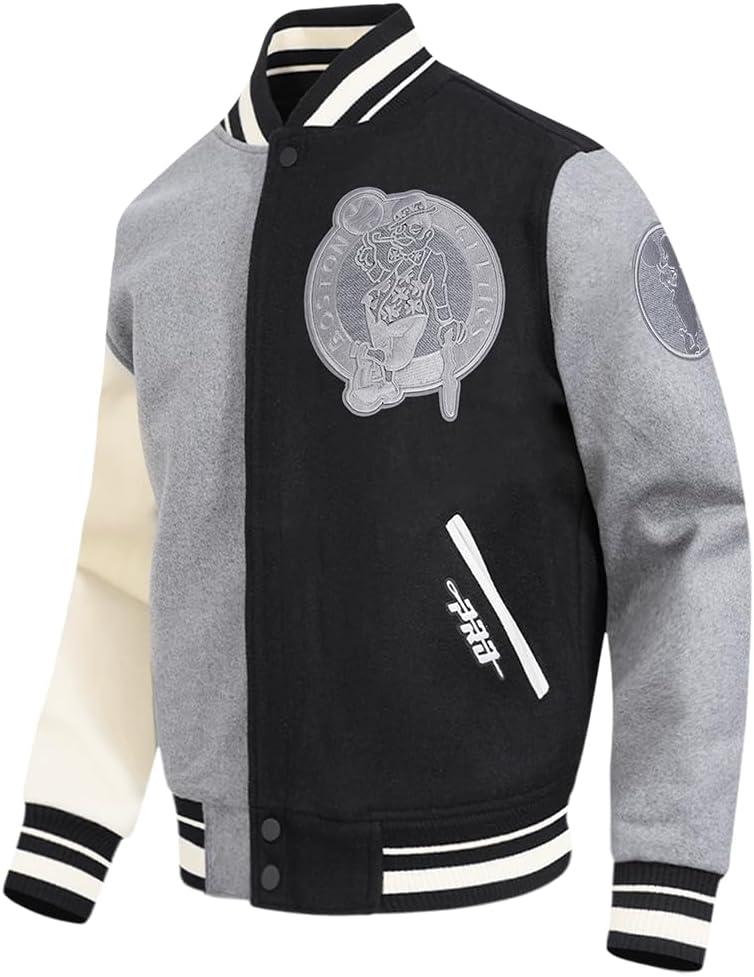 imagePro Standard NBA mens Mens Nba Reverse French Terry Wool Varsity JacketBlackGrayEggshell