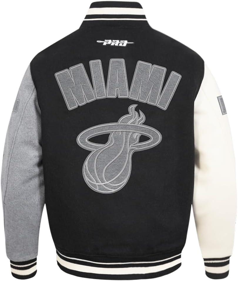 imagePro Standard NBA mens Mens Nba Reverse French Terry Wool Varsity JacketBlackGrayEggshell