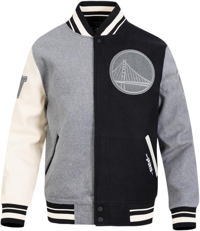 imagePro Standard NBA mens Mens Nba Reverse French Terry Wool Varsity JacketBlackGrayEggshell