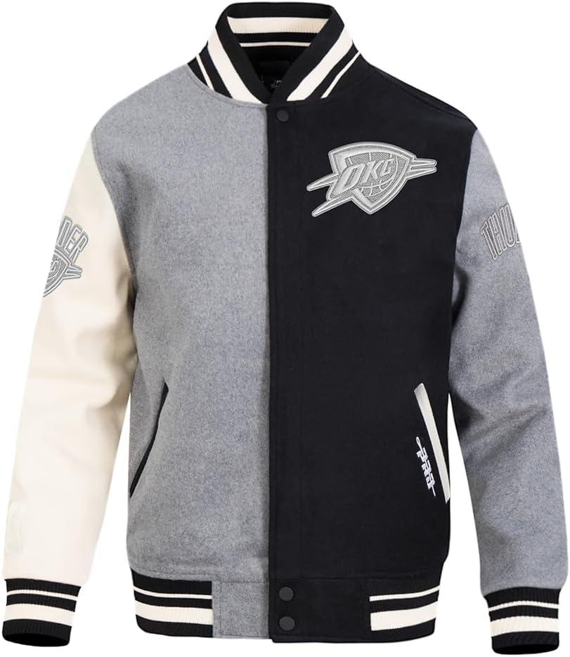imagePro Standard NBA mens Mens Nba Reverse French Terry Wool Varsity JacketBlackGrayEggshell