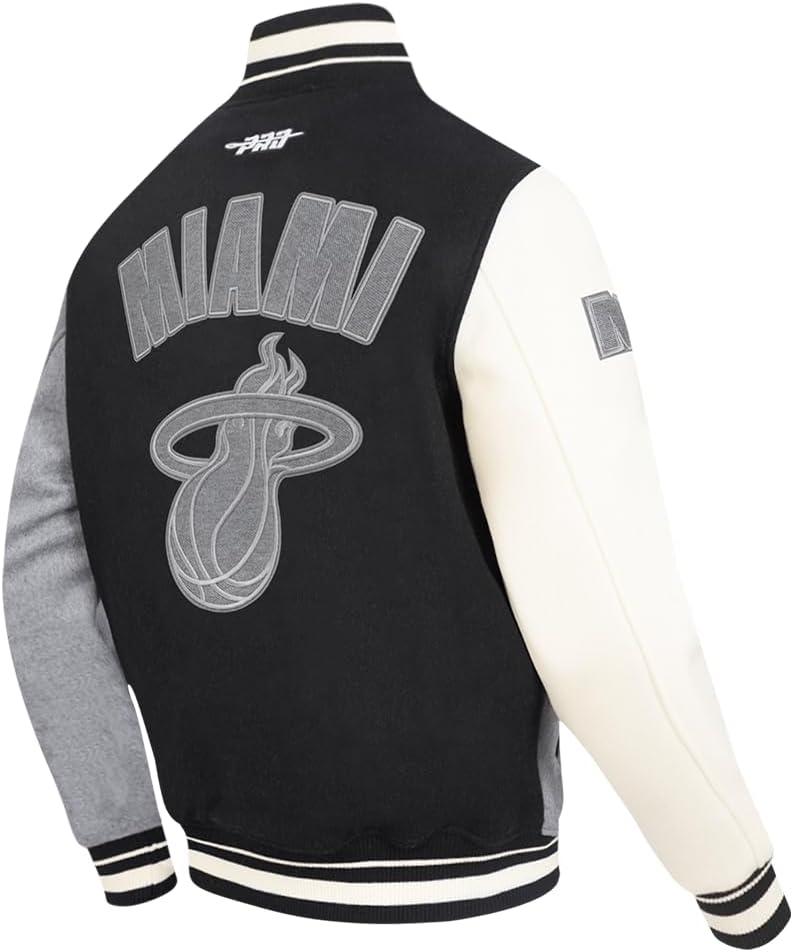 imagePro Standard NBA mens Mens Nba Reverse French Terry Wool Varsity JacketBlackGrayEggshell