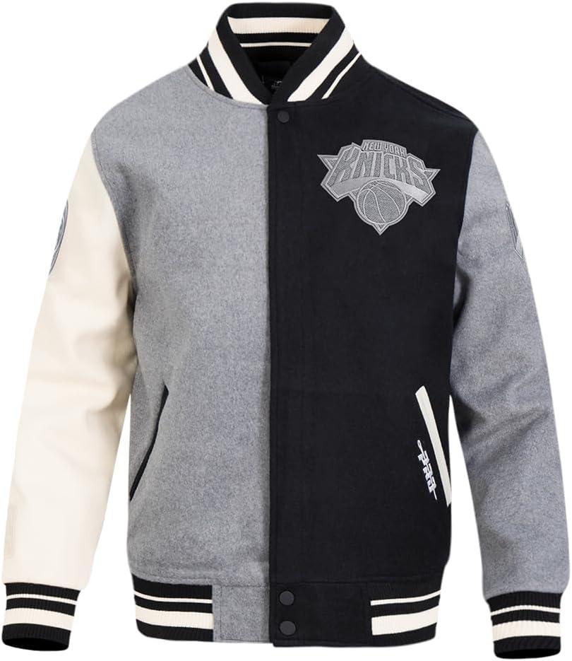 imagePro Standard NBA mens Mens Nba Reverse French Terry Wool Varsity JacketBlackGrayEggshell