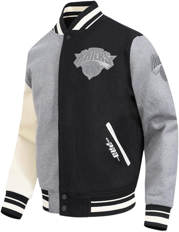 imagePro Standard NBA mens Mens Nba Reverse French Terry Wool Varsity JacketBlackGrayEggshell