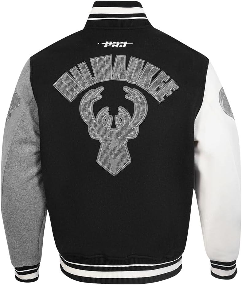 imagePro Standard NBA mens Mens Nba Reverse French Terry Wool Varsity JacketBlackGrayEggshell