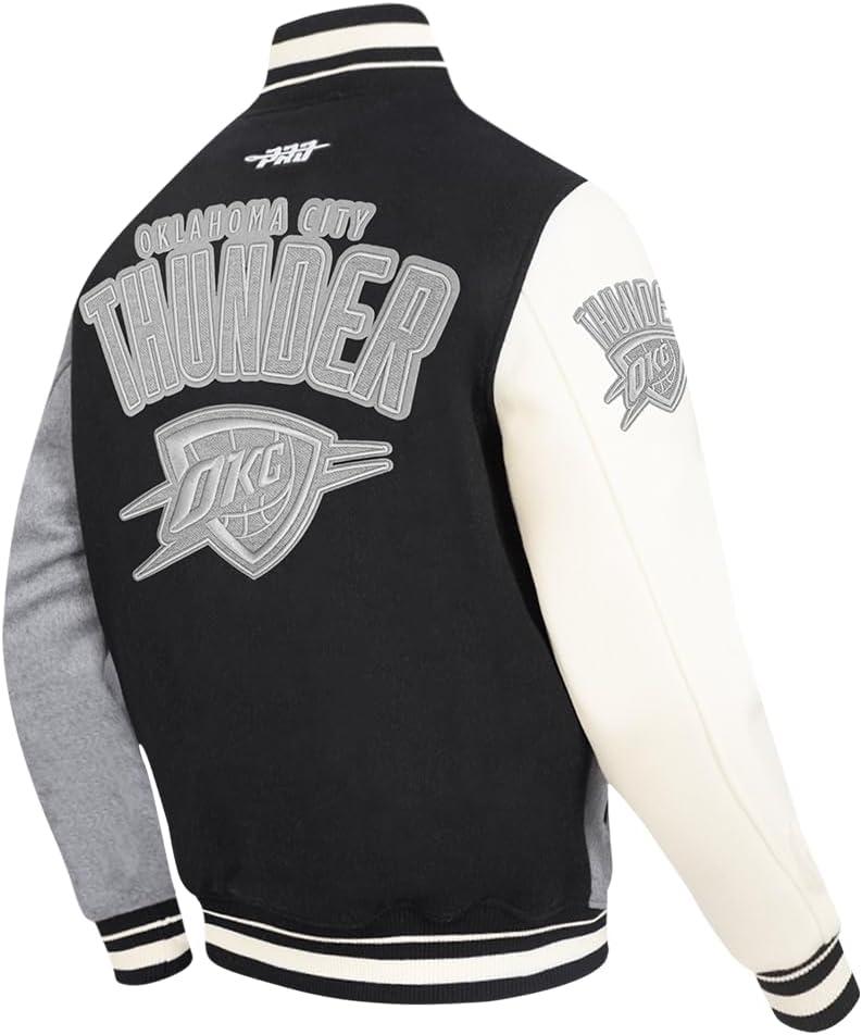 imagePro Standard NBA mens Mens Nba Reverse French Terry Wool Varsity JacketBlackGrayEggshell