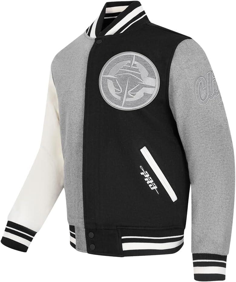 imagePro Standard NBA mens Mens Nba Reverse French Terry Wool Varsity JacketBlackGrayEggshell