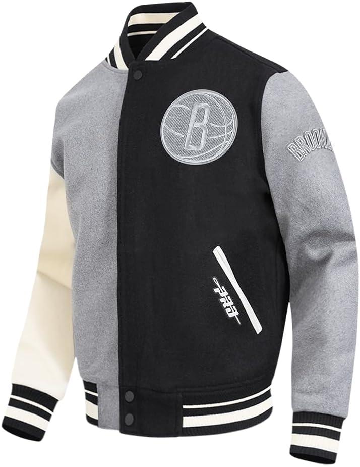 imagePro Standard NBA mens Mens Nba Reverse French Terry Wool Varsity JacketBlackGrayEggshell