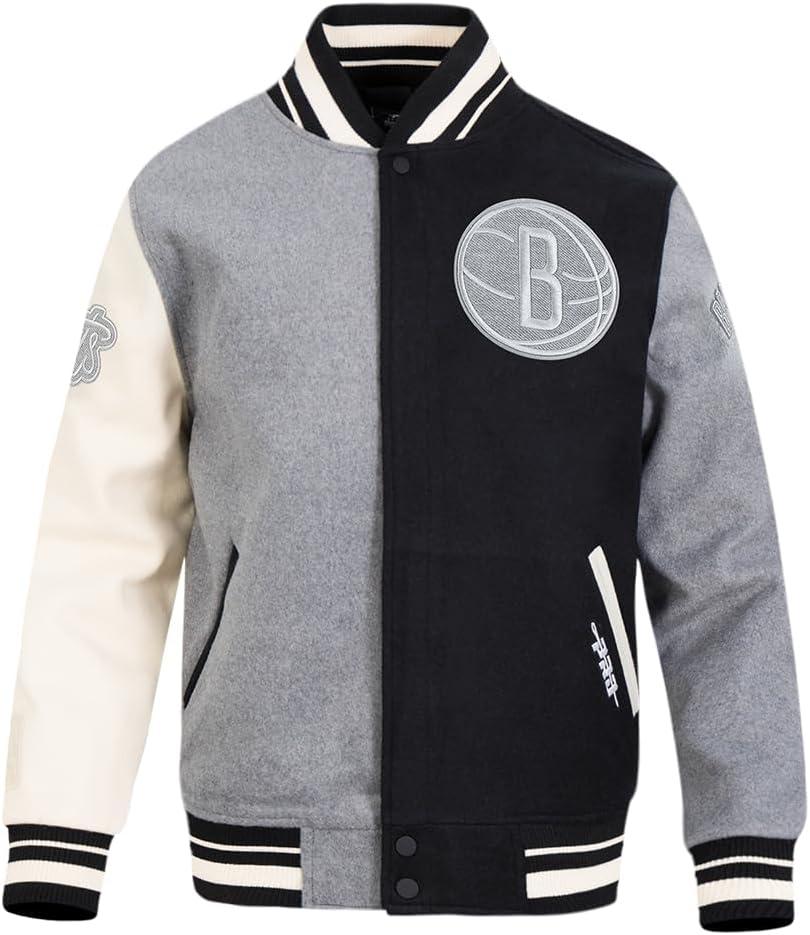 imagePro Standard NBA mens Mens Nba Reverse French Terry Wool Varsity JacketBlackGrayEggshell