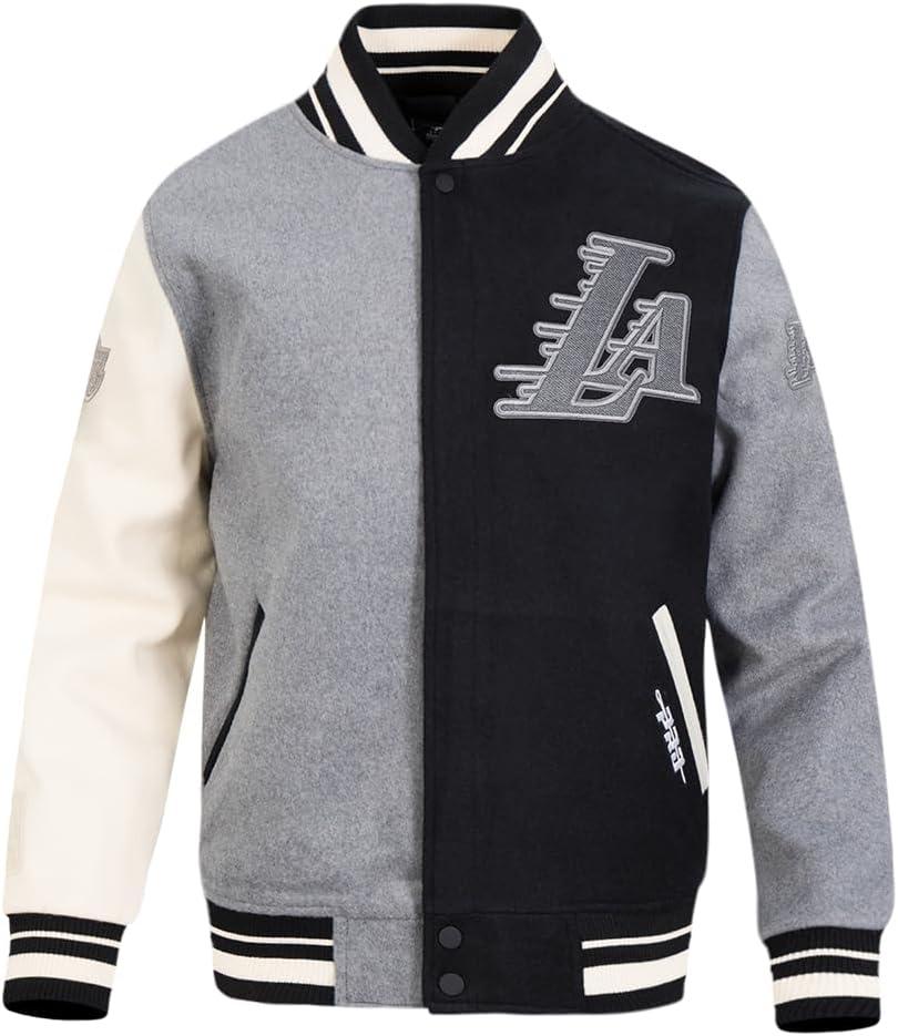 imagePro Standard NBA mens Mens Nba Reverse French Terry Wool Varsity JacketBlackGrayEggshell