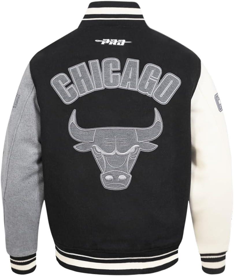 imagePro Standard NBA mens Mens Nba Reverse French Terry Wool Varsity JacketBlackGrayEggshell